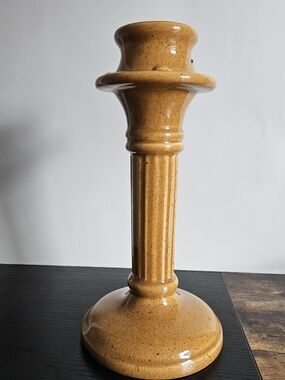 Ceramic Amber Brown Pillar Candle Holder - Royal Haeger Pottery 1998